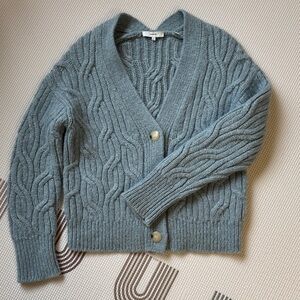 Vince Cable-Knit Cardigan - Heather Blue